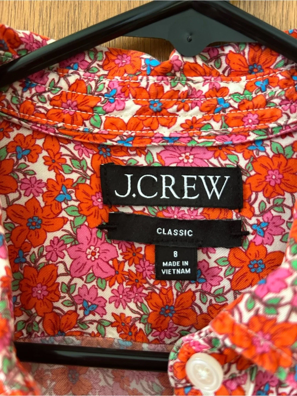 J. Crew Red and Pink Floral Button-Down Shirt - Picture 3 of 4